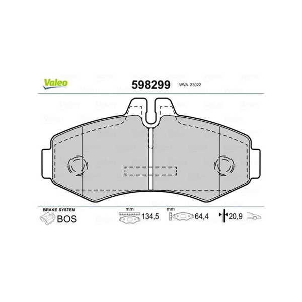 Bromsbeläggsats, Framaxel Valeo 598299 VALEO Bromsbeläggsats, Framaxel Valeo 598299 VALEO