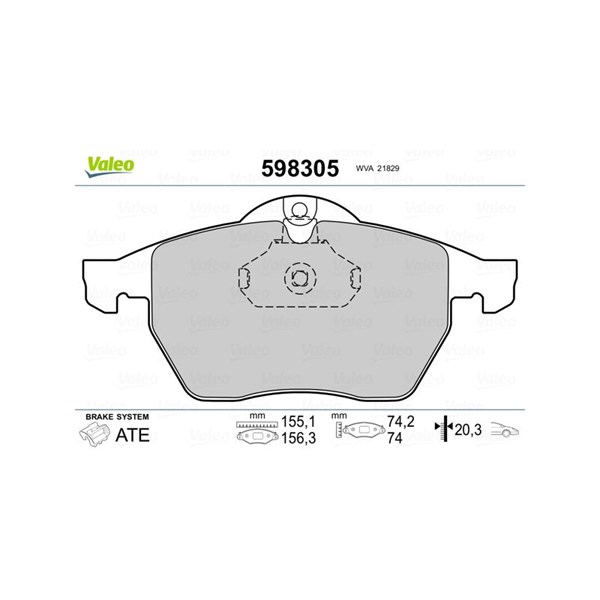 Bromsbeläggsats, Framaxel Valeo 598305 VALEO