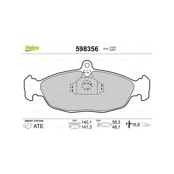 Bromsbeläggsats, Framaxel, Bakaxel Valeo 598356 VALEO