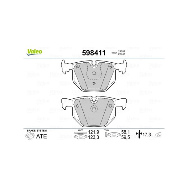 Bromsbeläggsats, Bakaxel Valeo 598411 VALEO Bromsbeläggsats, Bakaxel Valeo 598411 VALEO