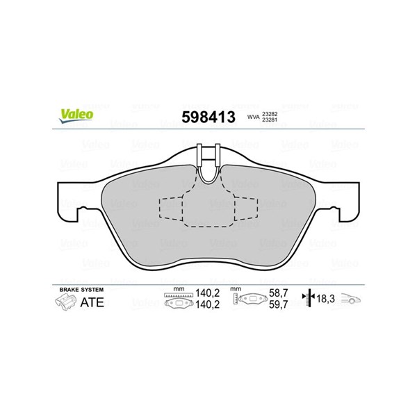 Bromsbeläggsats, Framaxel Valeo 598413 VALEO