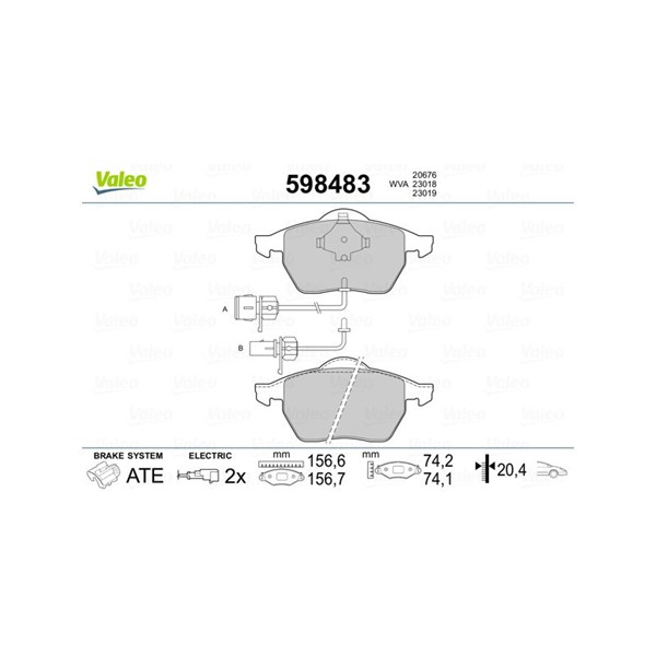 Bromsbeläggsats, Framaxel Valeo 598483 VALEO