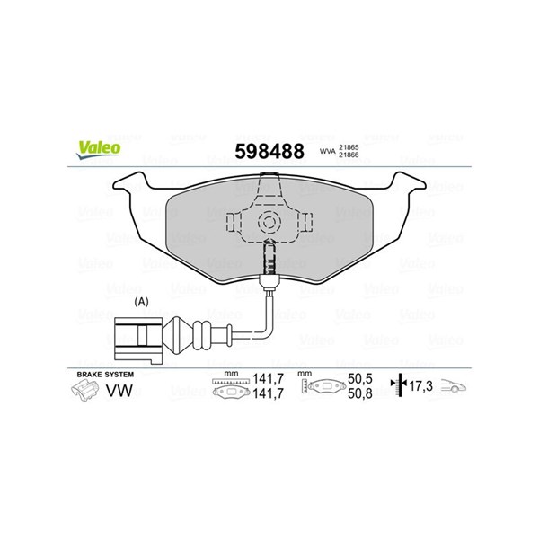 Bromsbeläggsats, Framaxel Valeo 598488 VALEO