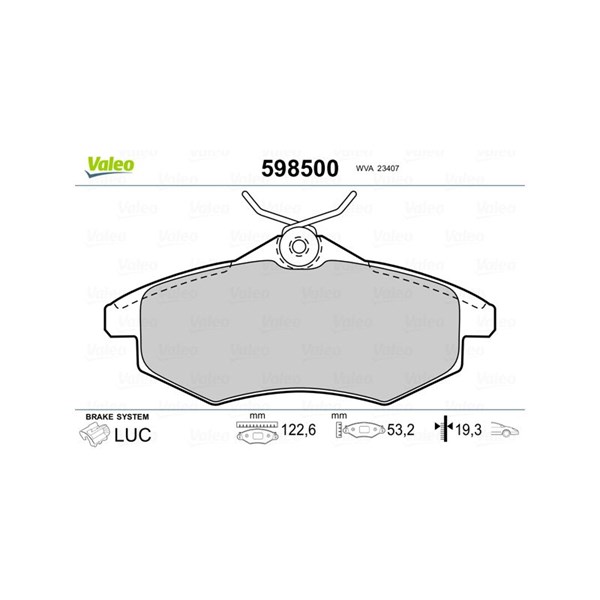 Bromsbeläggsats Solid, Framaxel Valeo 598500 VALEO