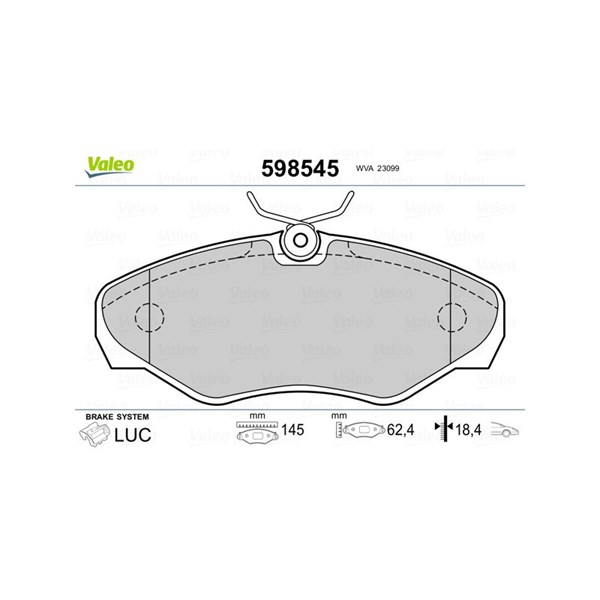 Bromsbeläggsats, Framaxel Valeo 598545 VALEO