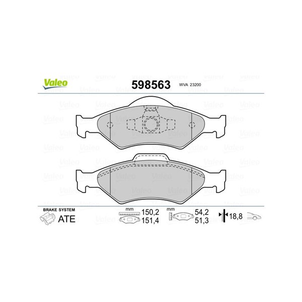 Bromsbeläggsats, Framaxel Valeo 598563 VALEO