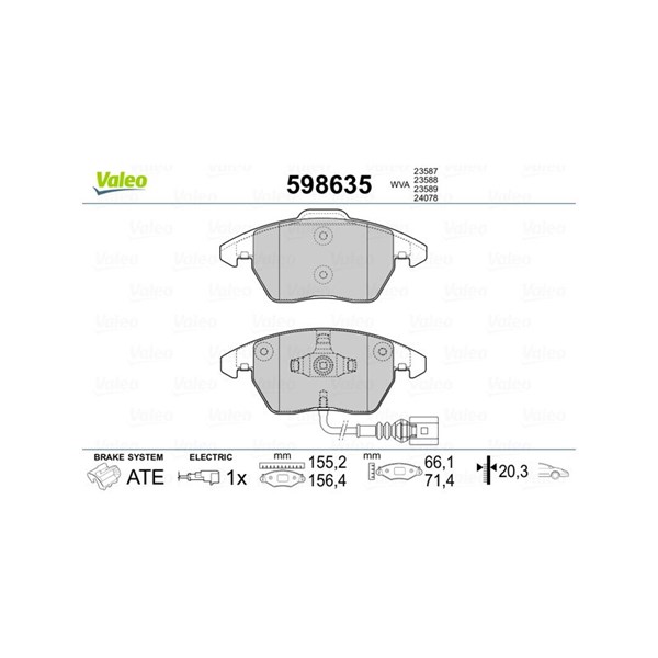 Bromsbeläggsats, Framaxel Valeo 598635 VALEO