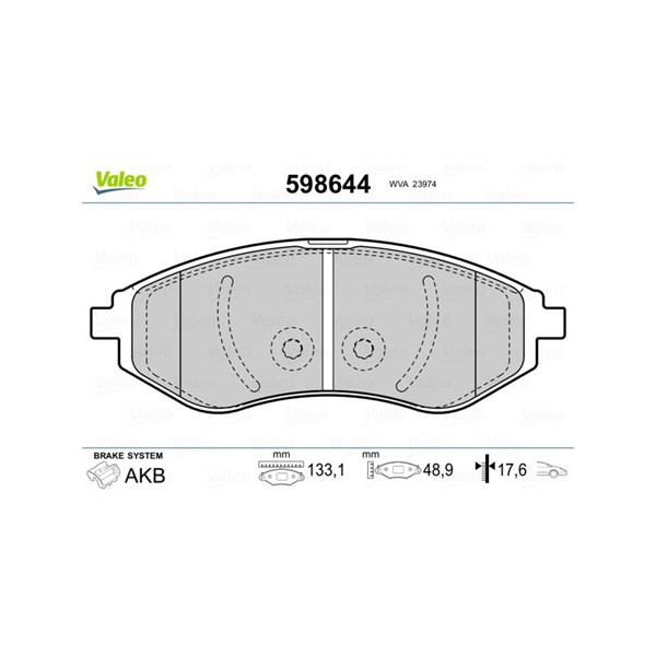 Bromsbeläggsats, Framaxel Valeo 598644 VALEO