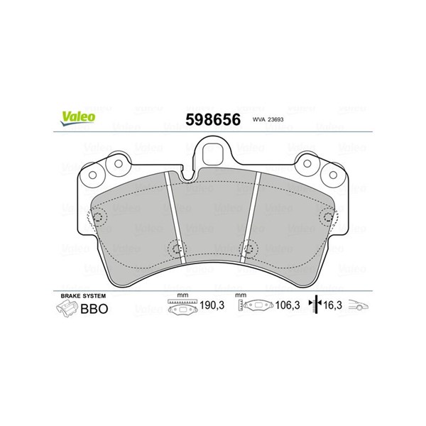 Bromsbeläggsats, Framaxel Valeo 598656 VALEO