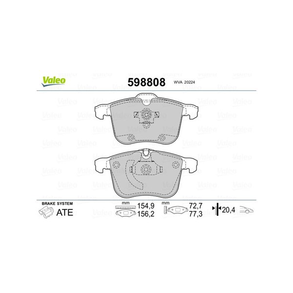 Bromsbeläggsats, Framaxel Valeo 598808 VALEO