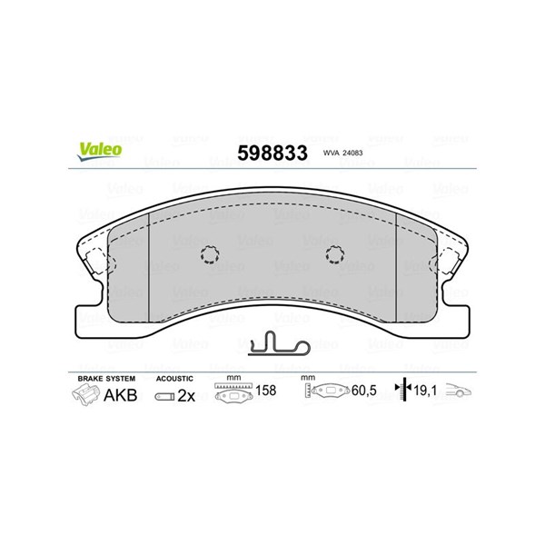 Bromsbeläggsats, Framaxel Valeo 598833 VALEO
