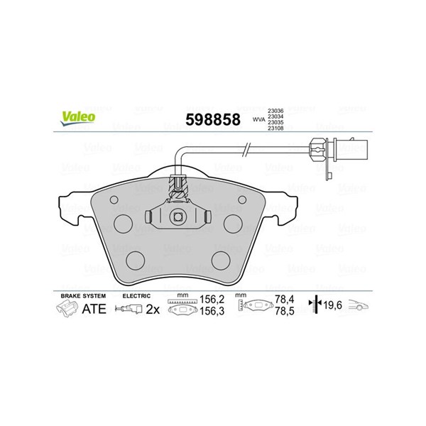 Bromsbeläggsats, Framaxel Valeo 598858 VALEO