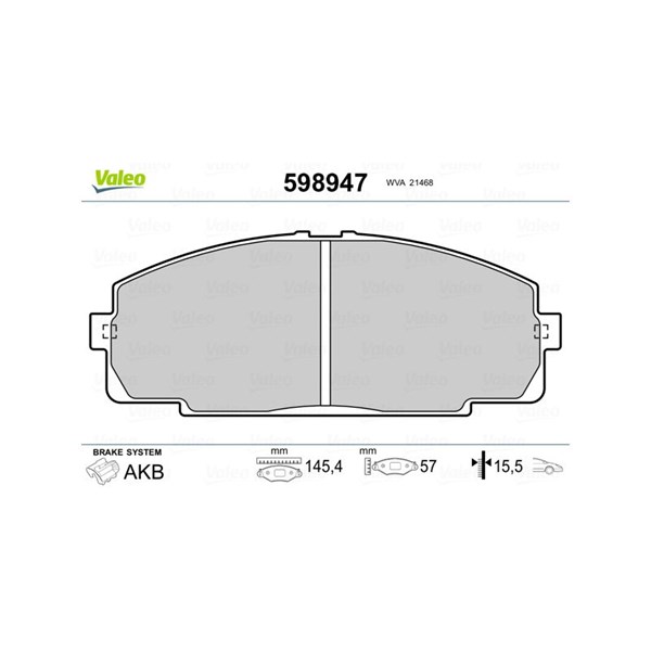 Bromsbeläggsats, Framaxel Valeo 598947 VALEO