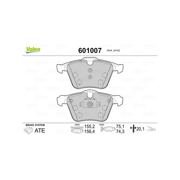 Bromsbeläggsats, Framaxel Valeo 601007 VALEO Bromsbeläggsats, Framaxel Valeo 601007 VALEO