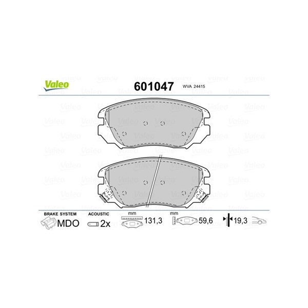 Bromsbeläggsats, Framaxel Valeo 601047 VALEO Bromsbeläggsats, Framaxel Valeo 601047 VALEO