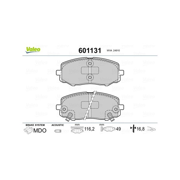 Bromsbeläggsats, Framaxel Valeo 601131 VALEO Bromsbeläggsats, Framaxel Valeo 601131 VALEO