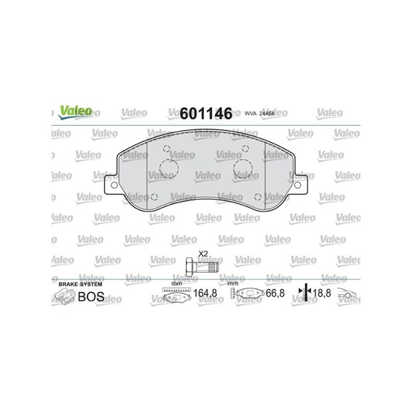 Bromsbeläggsats, Framaxel Valeo 601146 VALEO Bromsbeläggsats, Framaxel Valeo 601146 VALEO