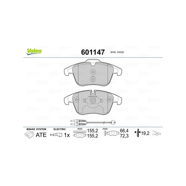 Bromsbeläggsats, Framaxel Valeo 601147 VALEO