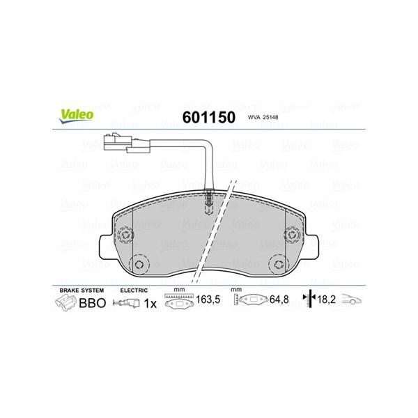 Bromsbeläggsats, Framaxel Valeo 601150 VALEO Bromsbeläggsats, Framaxel Valeo 601150 VALEO
