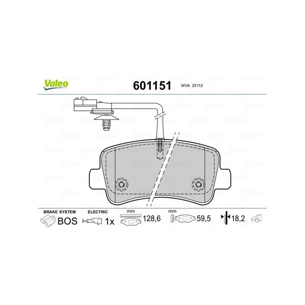 Bromsbeläggsats, Bakaxel Valeo 601151 VALEO