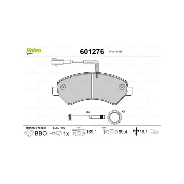 Bromsbeläggsats, Framaxel Valeo 601276 VALEO Bromsbeläggsats, Framaxel Valeo 601276 VALEO