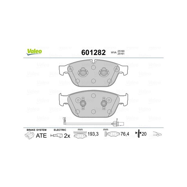 Bromsbeläggsats, Framaxel Valeo 601282 VALEO Bromsbeläggsats, Framaxel Valeo 601282 VALEO
