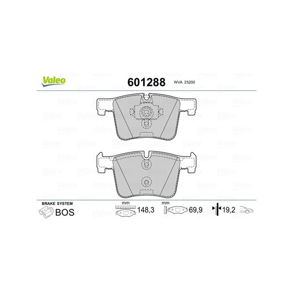 Bromsbeläggsats, Framaxel Valeo 601288 VALEO