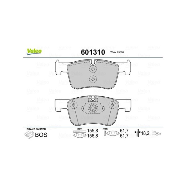 Bromsbeläggsats, Framaxel Valeo 601310 VALEO