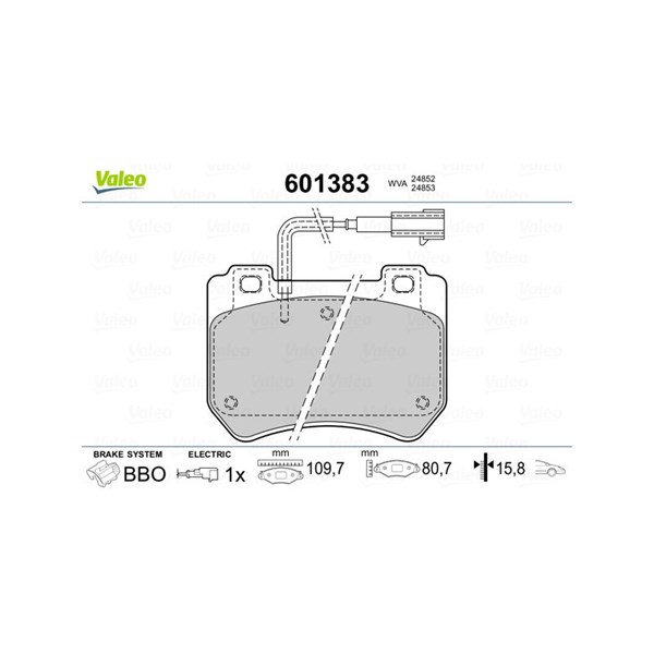 Bromsbeläggsats, Framaxel Valeo 601383 VALEO