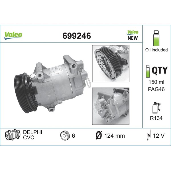 Kompressor, klimatanläggning 12V Valeo 699246 VALEO