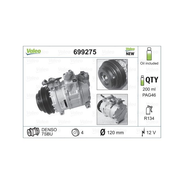 Kompressor, klimatanläggning 12V Valeo 699275 VALEO Kompressor, klimatanläggning 12V Valeo 699275 VALEO