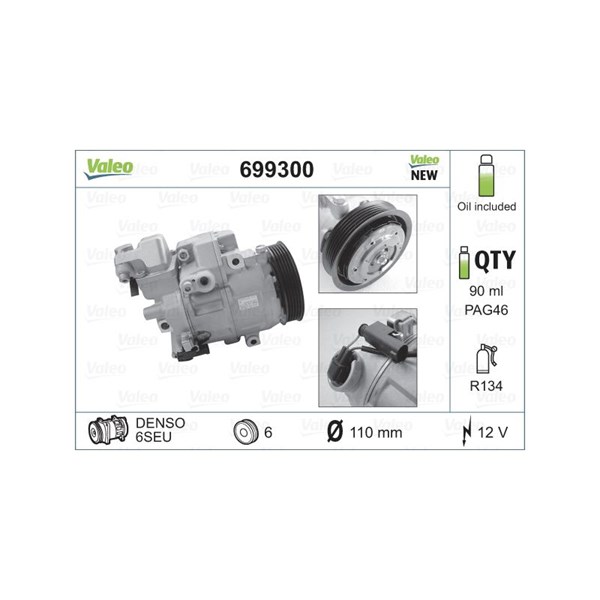 Kompressor, klimatanläggning 12V Valeo 699300 VALEO