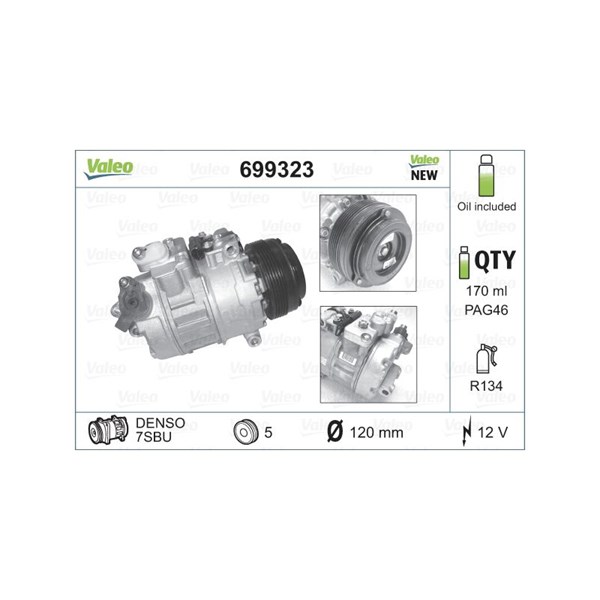 Kompressor, klimatanläggning 12V Valeo 699323 VALEO Kompressor, klimatanläggning 12V Valeo 699323 VALEO
