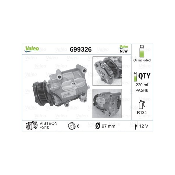 Kompressor, klimatanläggning 12V Valeo 699326 VALEO