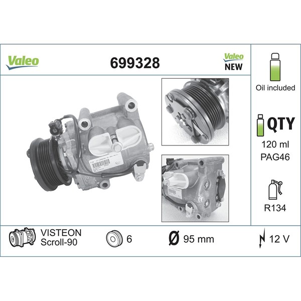 Kompressor, klimatanläggning 12V Valeo 699328 VALEO