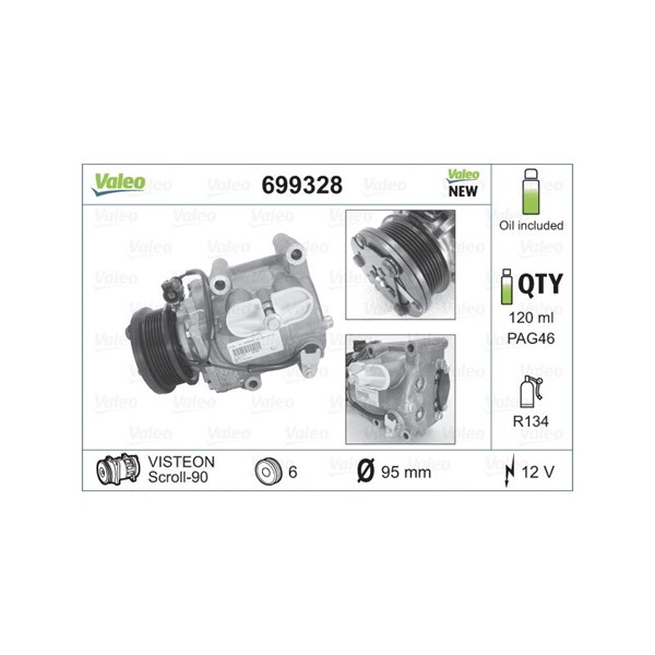 Kompressor, klimatanläggning 12V Valeo 699328 VALEO