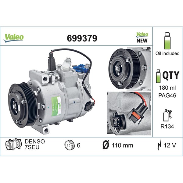 Kompressor, klimatanläggning 12V Valeo 699379 VALEO