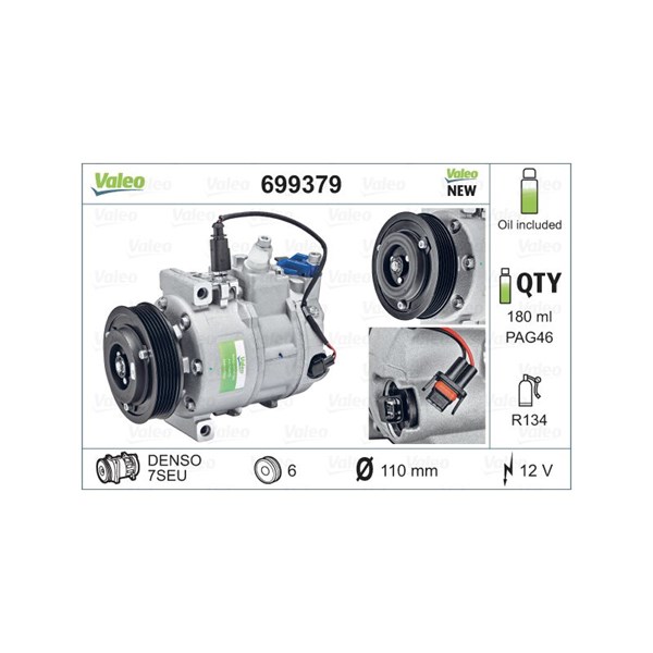 Kompressor, klimatanläggning 12V Valeo 699379 VALEO Kompressor, klimatanläggning 12V Valeo 699379 VALEO