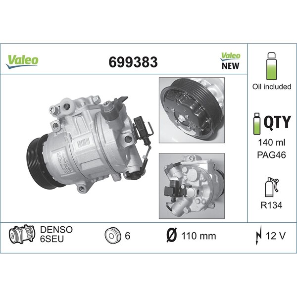 Kompressor, klimatanläggning 12V Valeo 699383 VALEO
