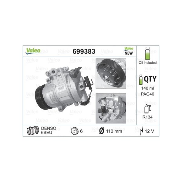 Kompressor, klimatanläggning 12V Valeo 699383 VALEO Kompressor, klimatanläggning 12V Valeo 699383 VALEO