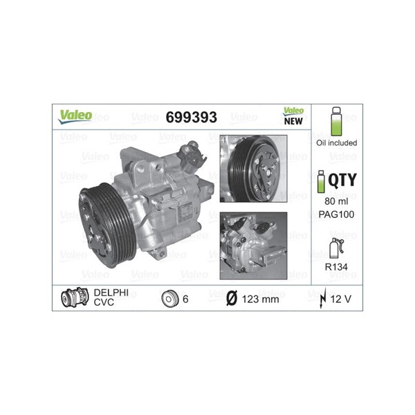 Kompressor, klimatanläggning 12V Valeo 699393 VALEO