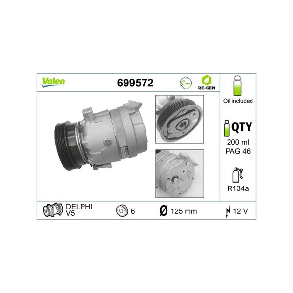 Kompressor, klimatanläggning 12V Valeo 699572 VALEO