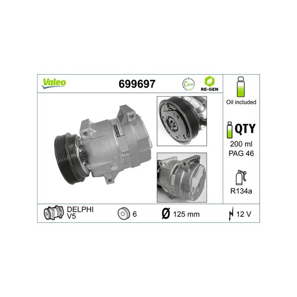 Kompressor, klimatanläggning 12V Valeo 699697 VALEO