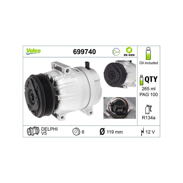 Kompressor, klimatanläggning 12V Valeo 699740 VALEO