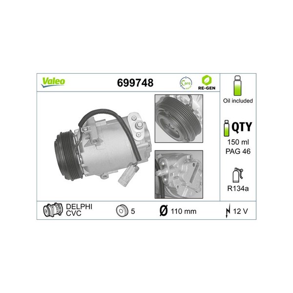 Kompressor, klimatanläggning 12V Valeo 699748 VALEO
