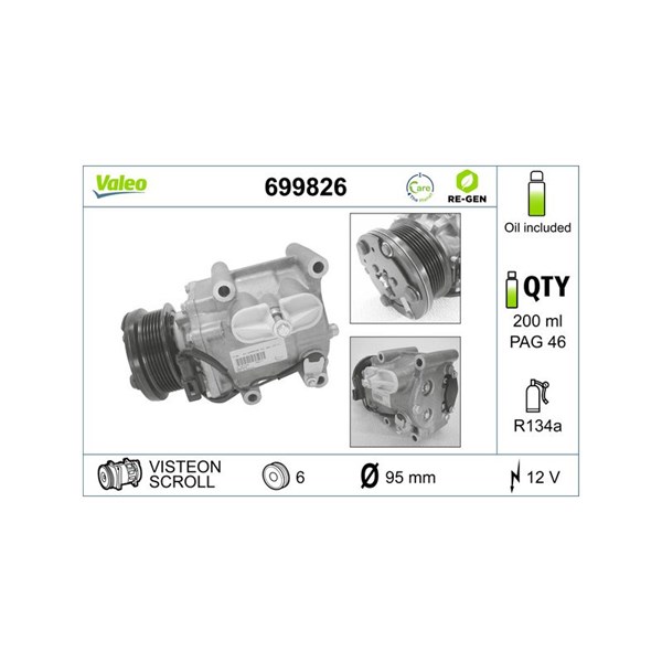 Kompressor, klimatanläggning 12V Valeo 699826 VALEO