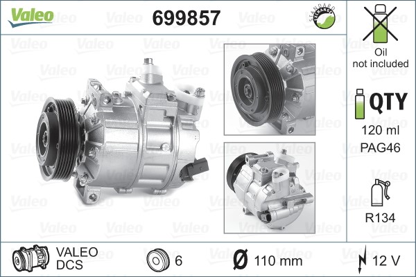 Kompressor, klimatanläggning 12V Valeo 699857 VALEO