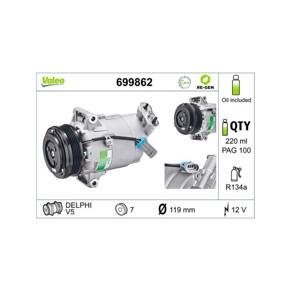 Kompressor, klimatanläggning 12V Valeo 699862 VALEO