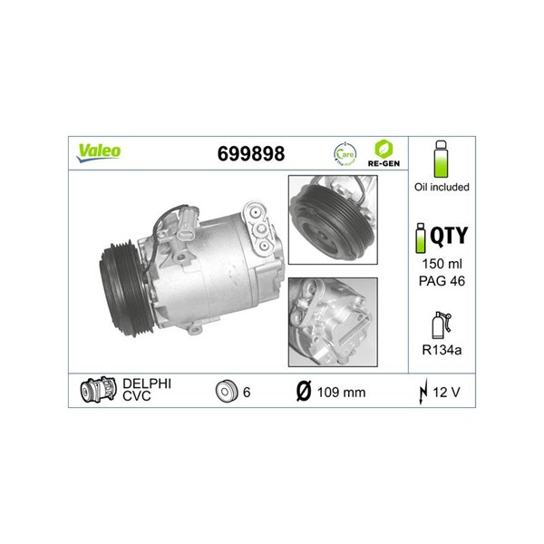 Kompressor, klimatanläggning 12V Valeo 699898 VALEO Kompressor, klimatanläggning 12V Valeo 699898 VALEO