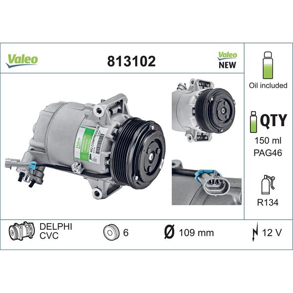 Kompressor, klimatanläggning 12V Valeo 813102 VALEO